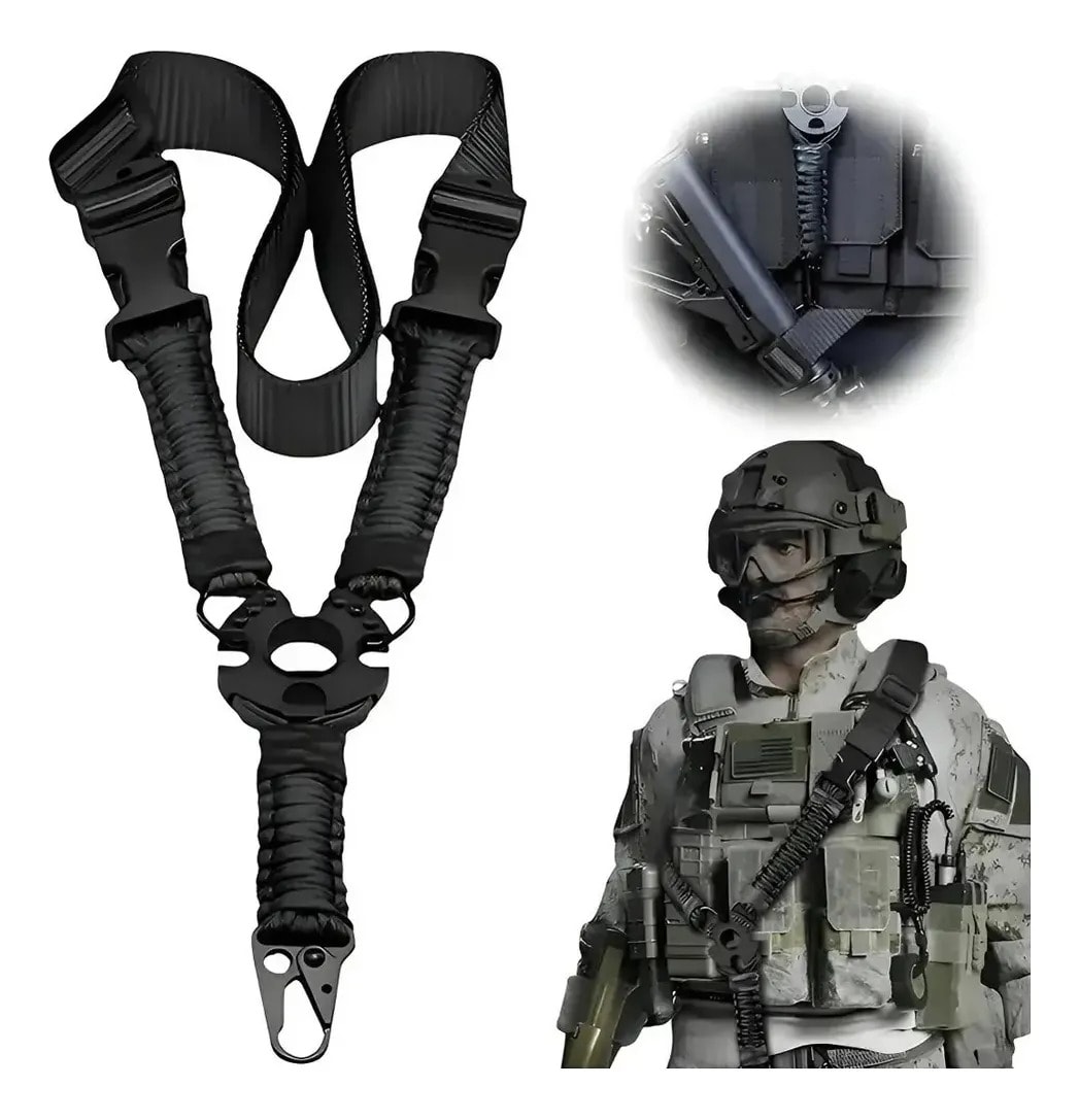 Bandoleira 1 Ponta Paracord 550 Preto