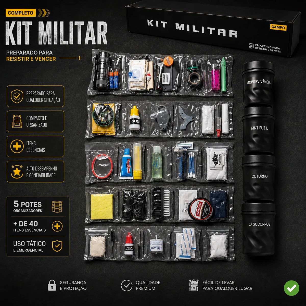 Kit Completo De Campo Sobrevivência Militar Na Selva Recruta