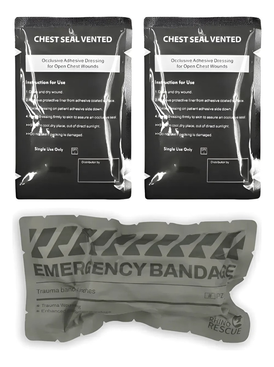 Kit Aph Tático Selo De Toráx + Bandagem Israelense Rhino