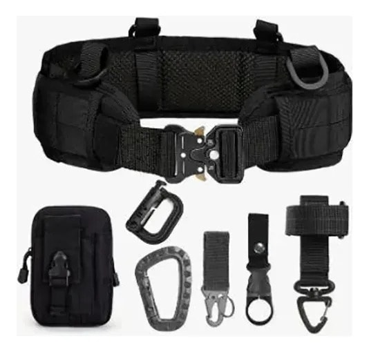 Kit 8 Pcs Cinto Tatico Modular Regulável +fivela Bolsa Multi
