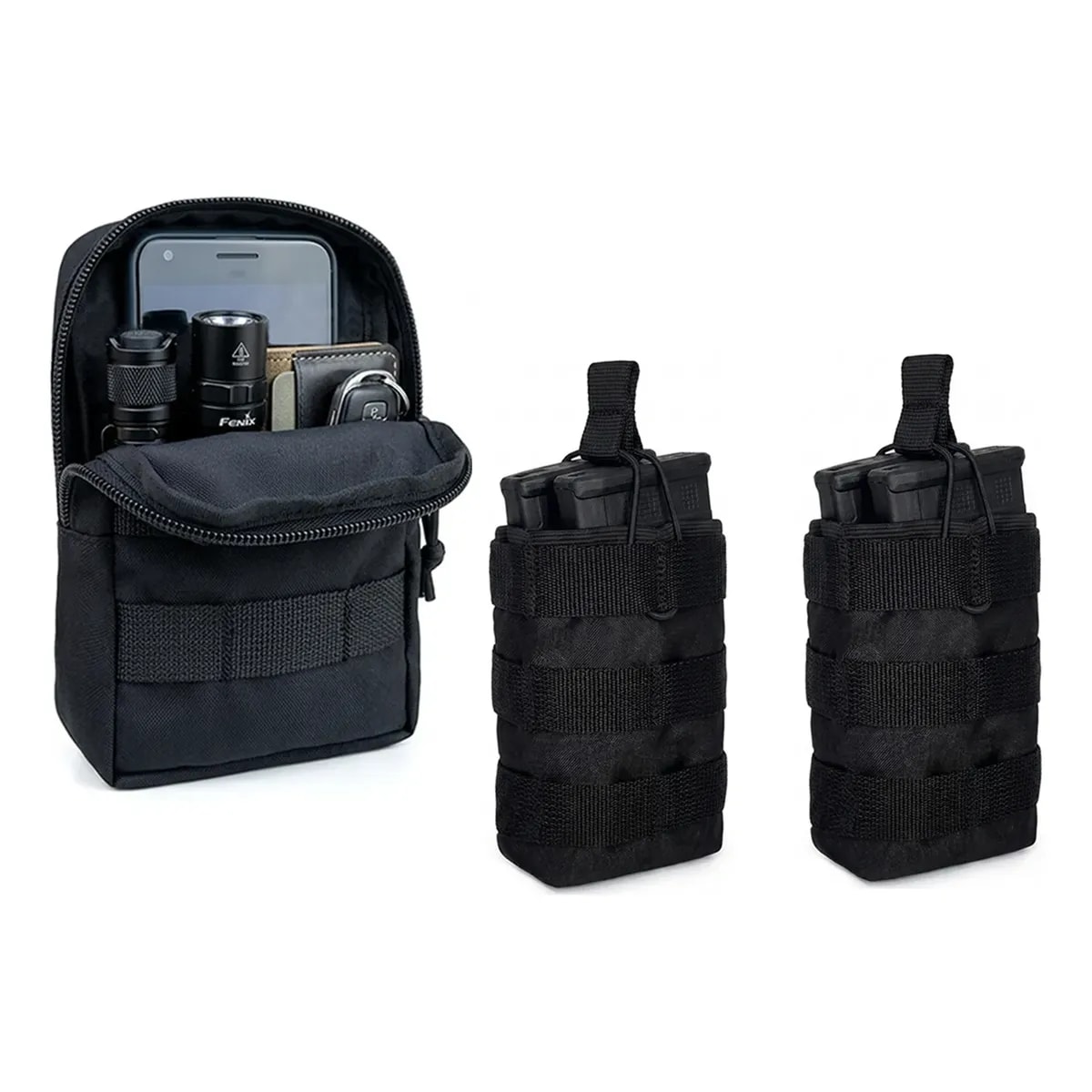 Kit Bolsa Modular Tática +2 Porta Carregadores 556/762 Molle Preto