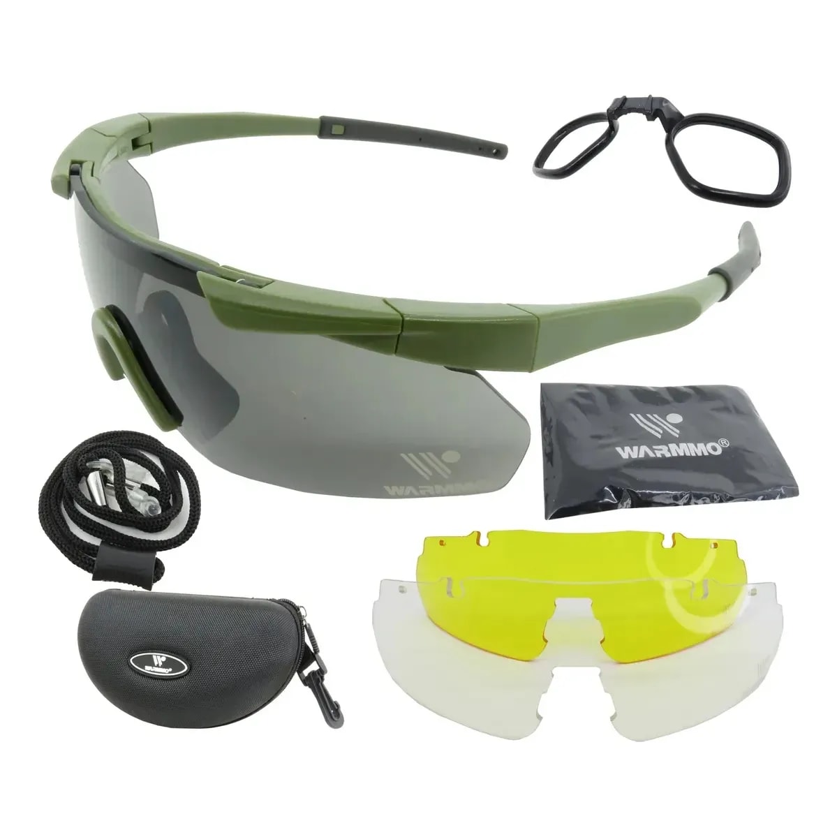 Óculos De Proteção Tático Airsoft 3 Lentes Militar Warmmo Verde Oliva