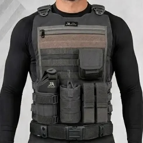 Capa De Colete Ja3 Modular Resistência Conforto Tática Sp Cinza-escuro P 5 Peças