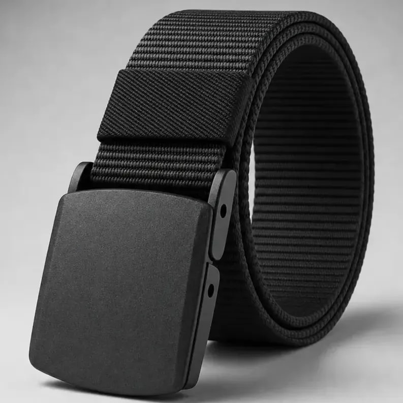 Cinto Com Fivela De Engate Rapido Sem Metal Nailon Regulavel Cor Preto Tamanho 125