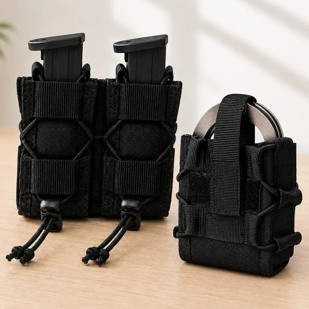 Porta Carregador Duplo E Porta Algemas Modular Molle Preto