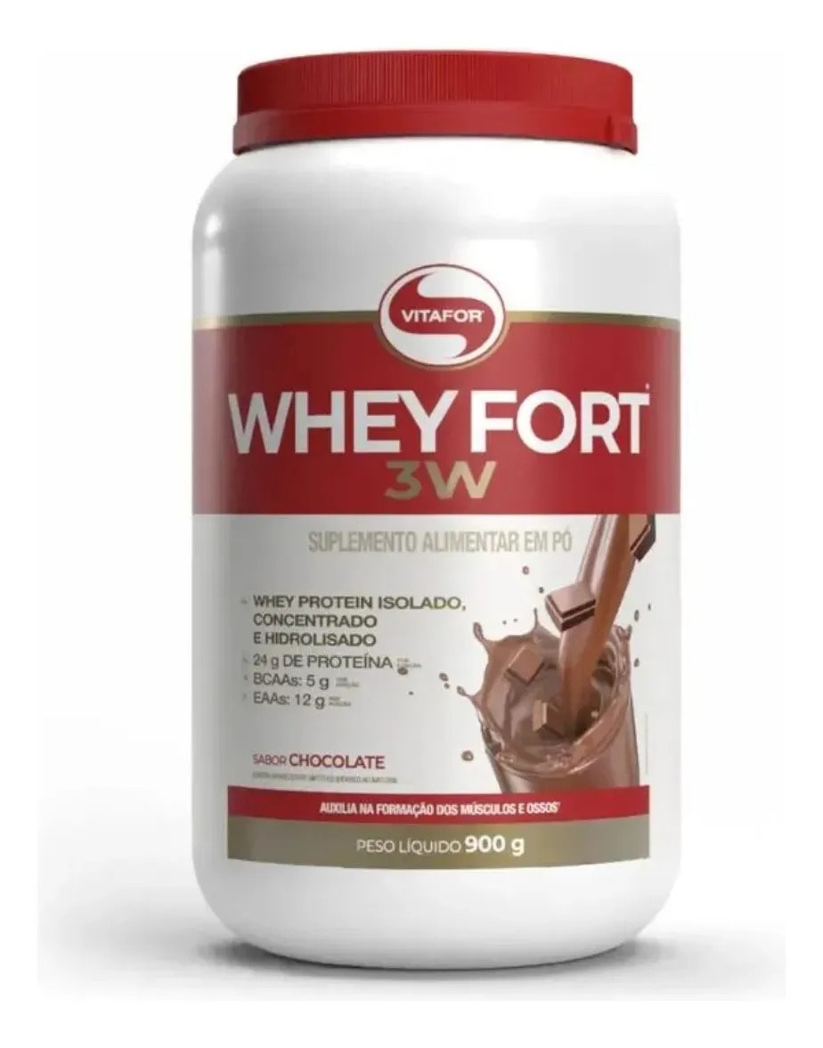 Whey protein Vitafor Fort 3W 900g sabor Chocolate