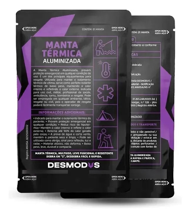 Manta Termica Aluminizada Desmodus Dobra Em Z Á Vacúo