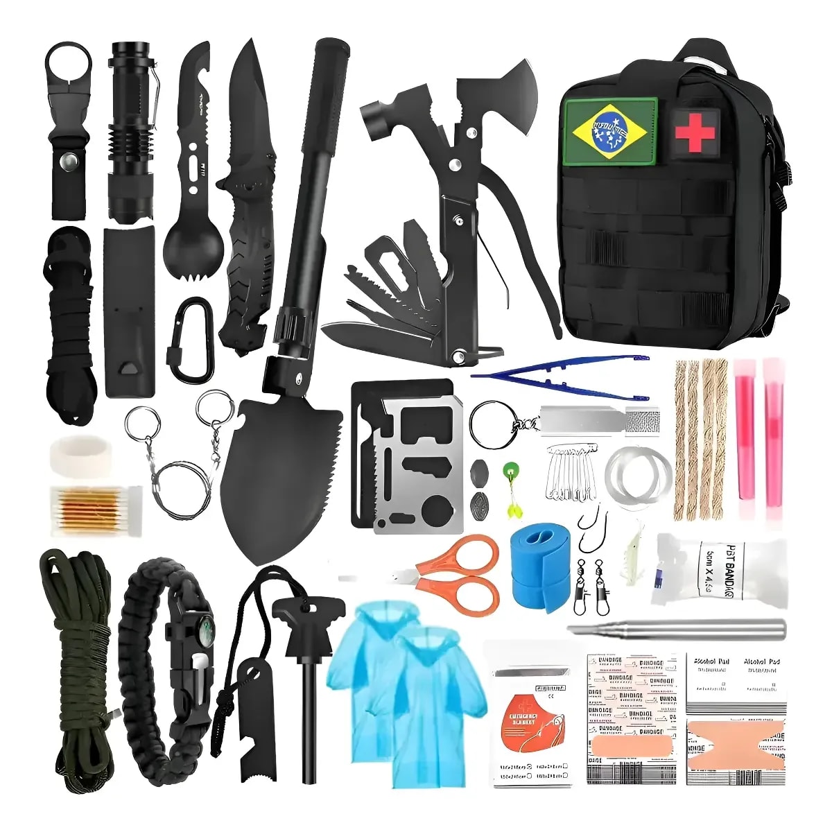 Kit De Sobrevivência Primeiros Socorros Emergência Trekking Preto