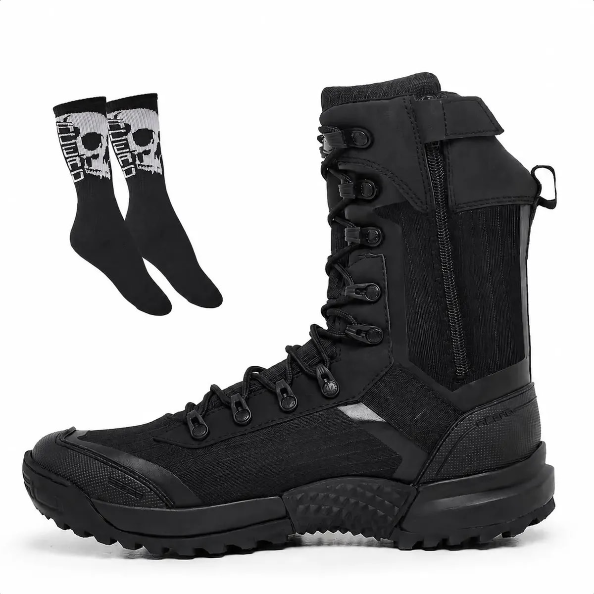 Bota Acero Ponto 50 Com Ziper Coturno Tático Rip Stop + Meia Preto 43 Br