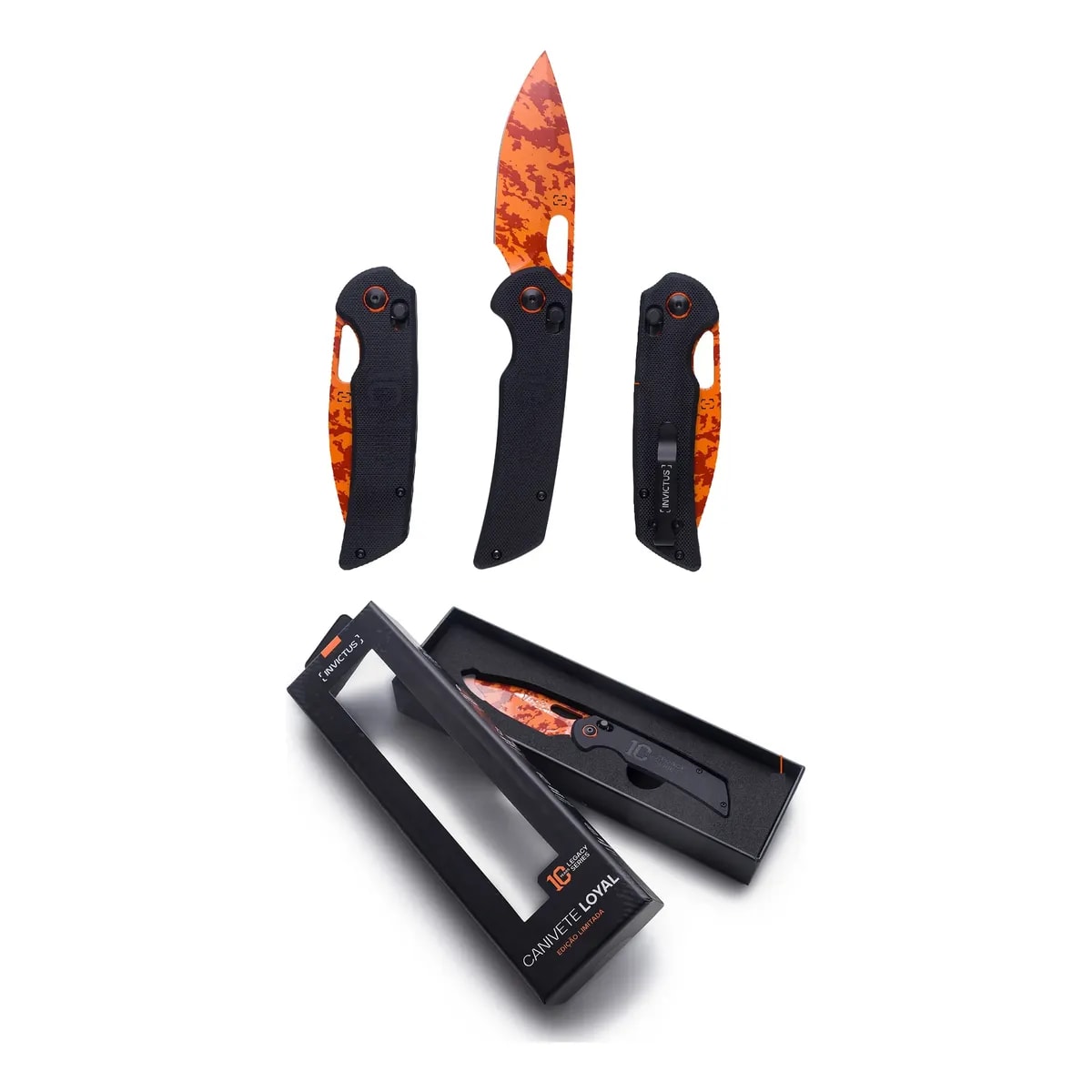 Canivete Tatico Loyal Invictus 10 Anos Legacy Series Preto/laranja