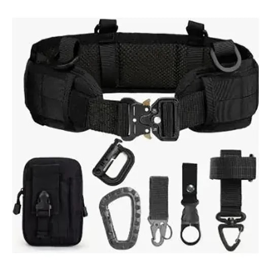 Kit 8 Pcs Cinto Tatico Modular Regulável +fivela Bolsa Multi Preto Único