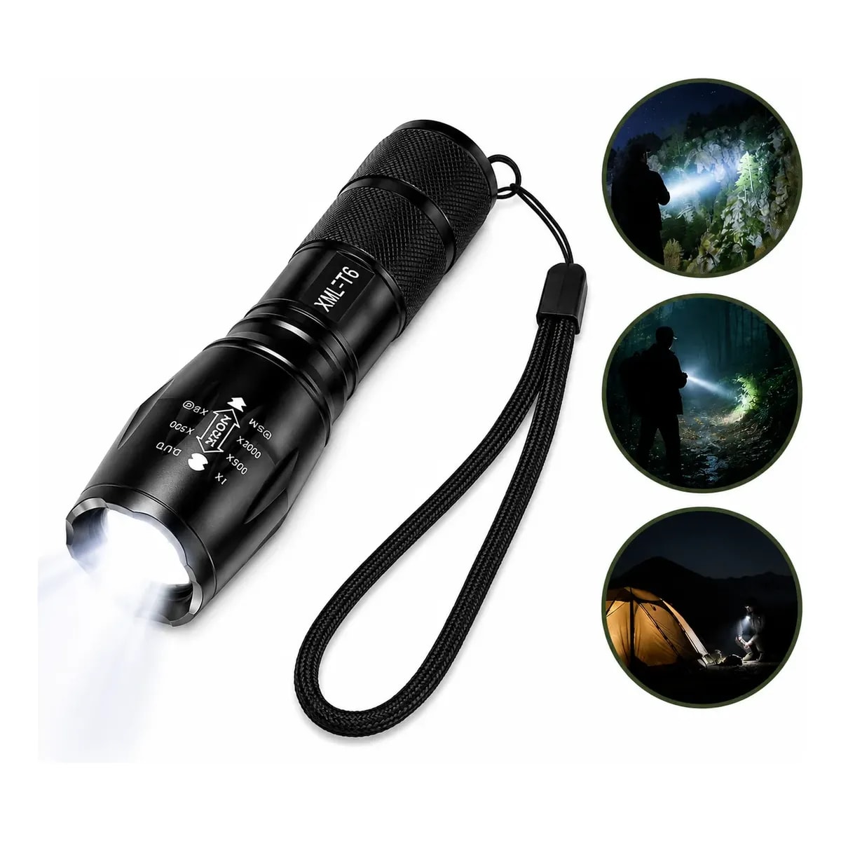 Lanterna Tática Militar Mais Forte Do Mundo Ultra Led Canhão Branco Preto